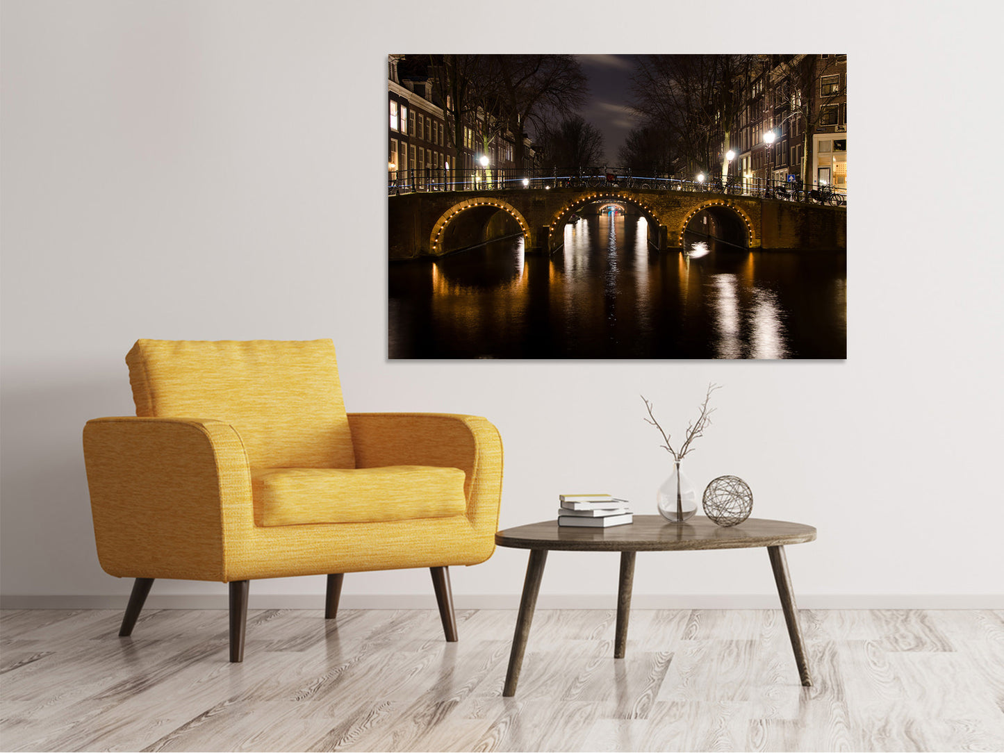 Leinwandbild Nachts in Amsterdam