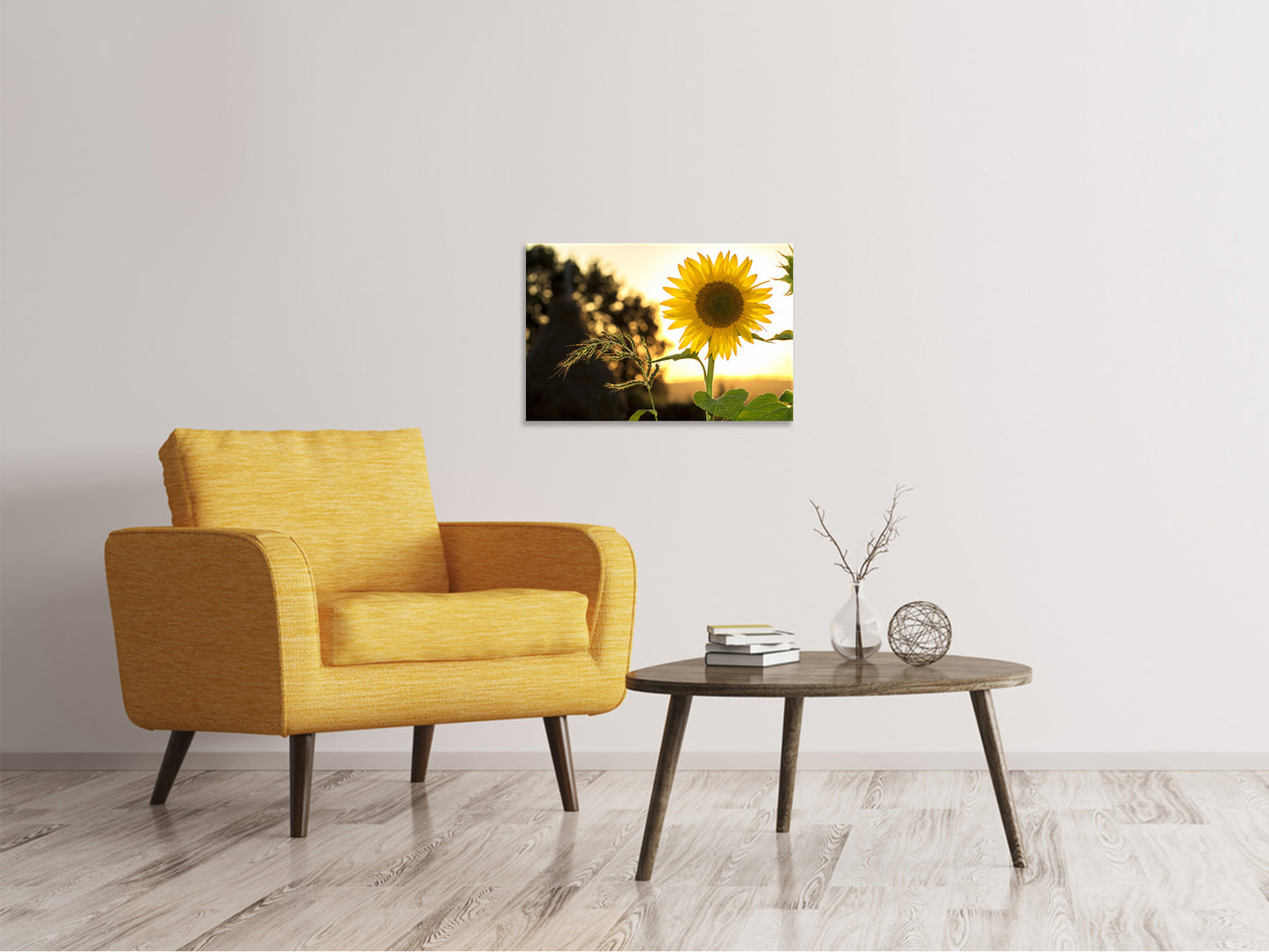 Leinwandbild Sonnenblume im Sonnenaufgang