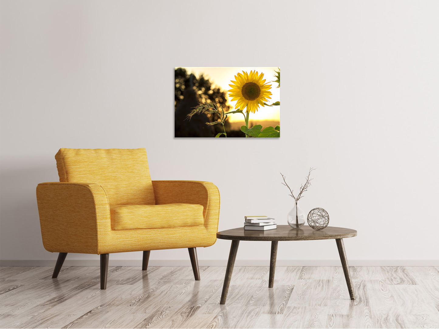 Leinwandbild Sonnenblume im Sonnenaufgang