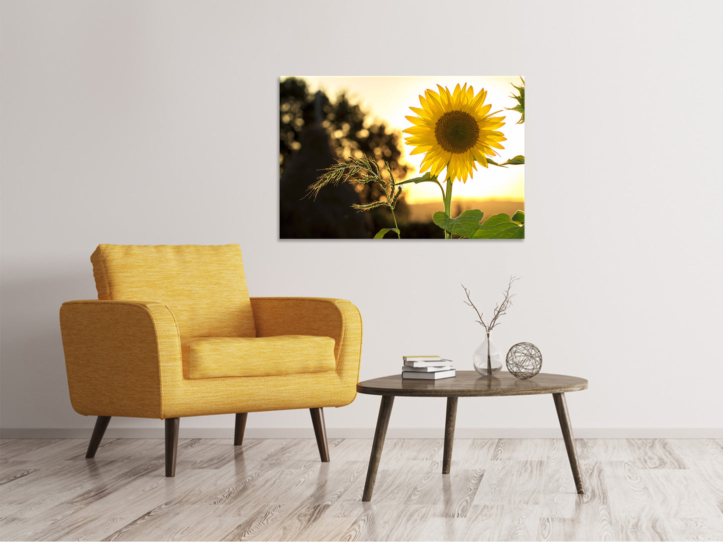 Leinwandbild Sonnenblume im Sonnenaufgang