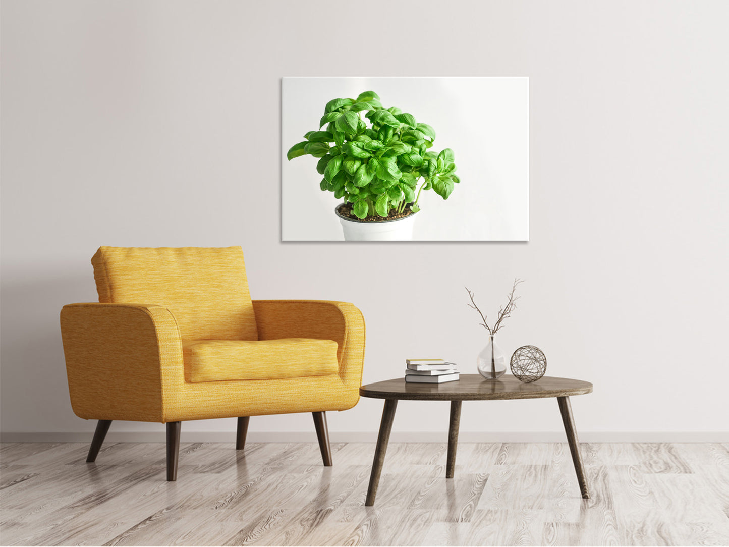 Leinwandbild Basilikum im Topf