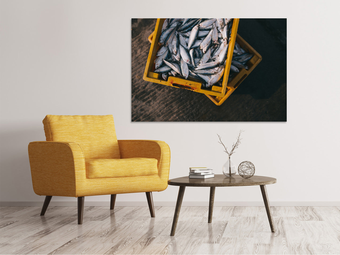 Leinwandbild Fisch in Kisten