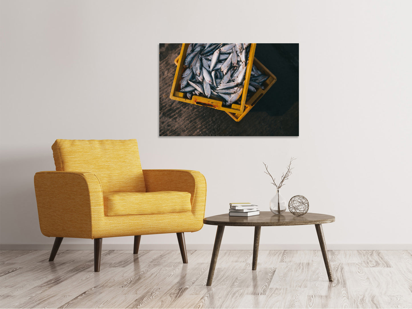 Leinwandbild Fisch in Kisten