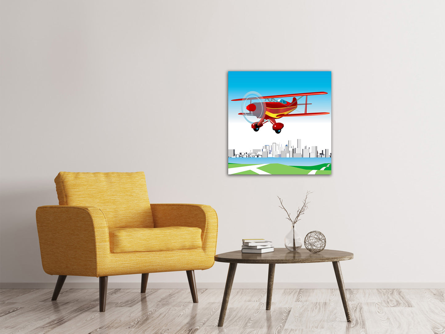 Leinwandbild Fliegendes Flugzeug