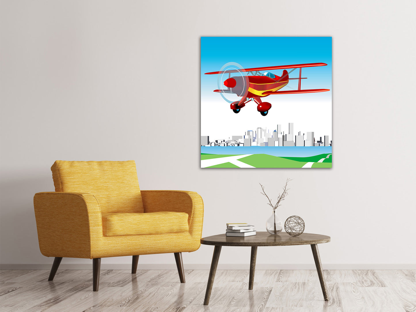 Leinwandbild Fliegendes Flugzeug