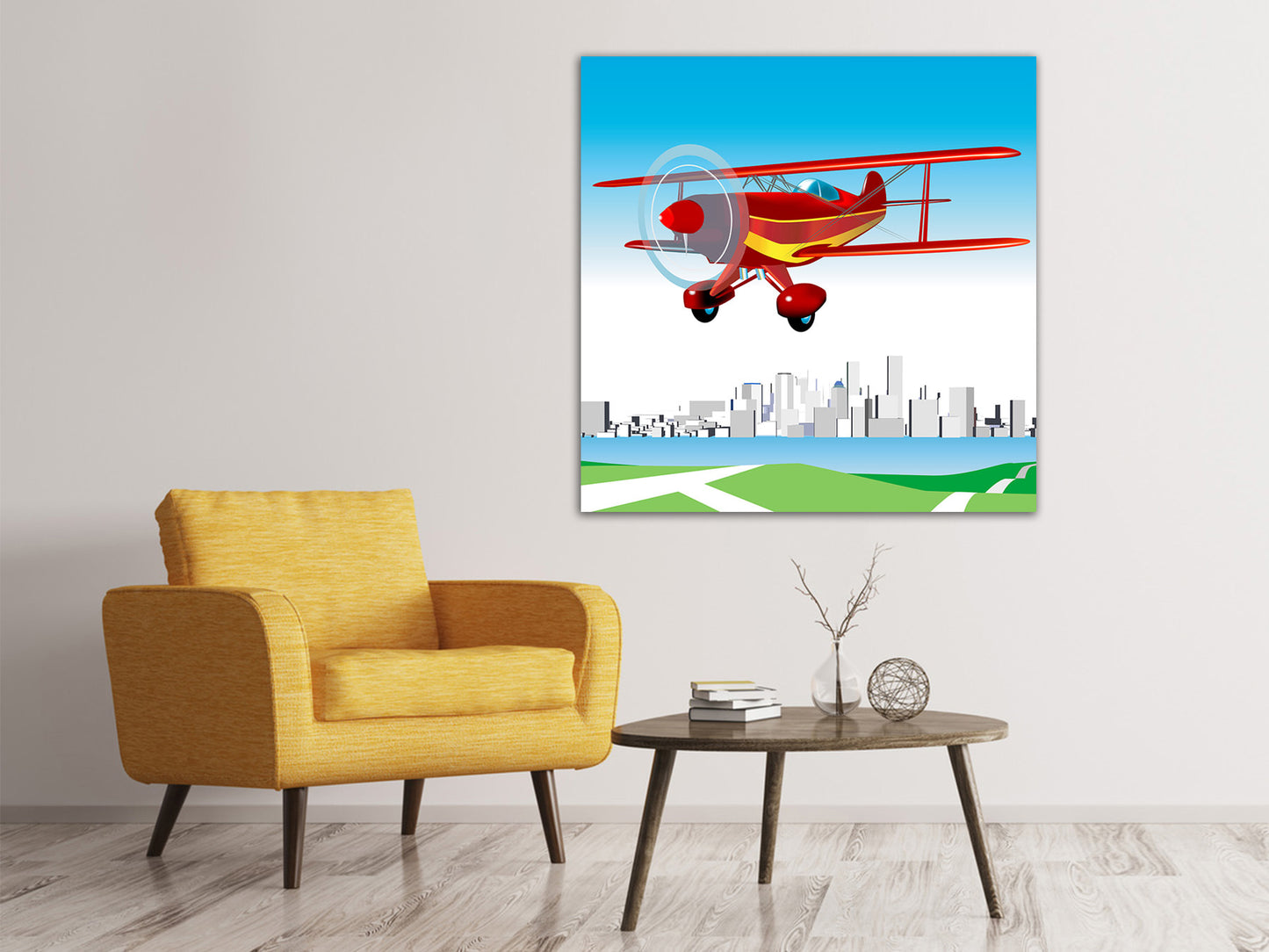 Leinwandbild Fliegendes Flugzeug