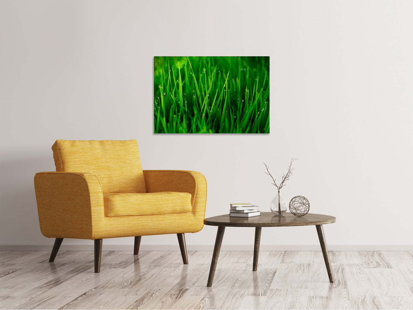 Leinwandbild Gras mit Morgentau