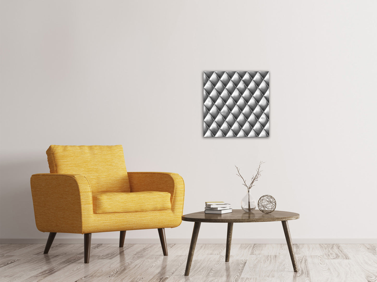 Leinwandbild 3D-Rauten Silbergrau