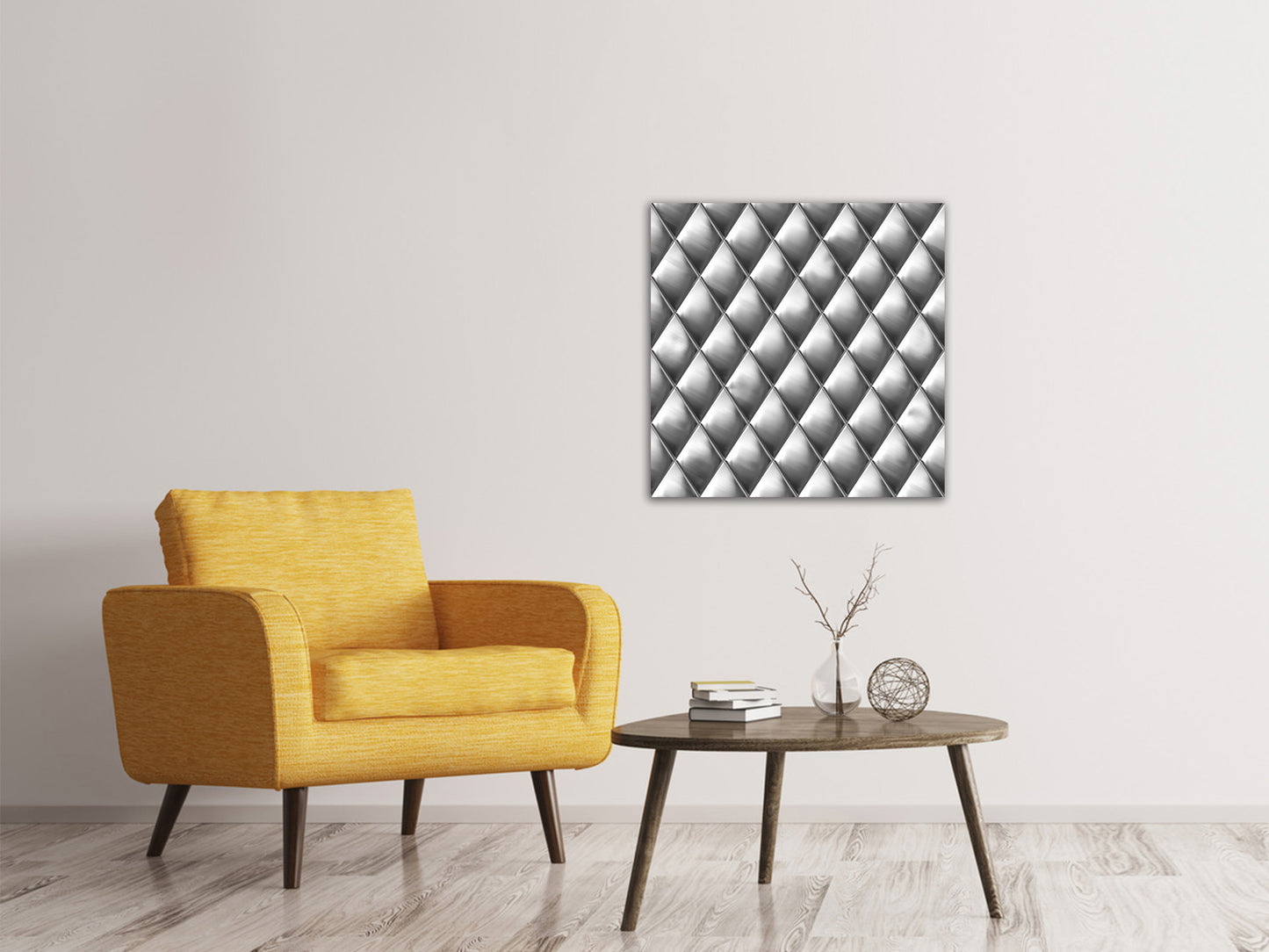 Leinwandbild 3D-Rauten Silbergrau