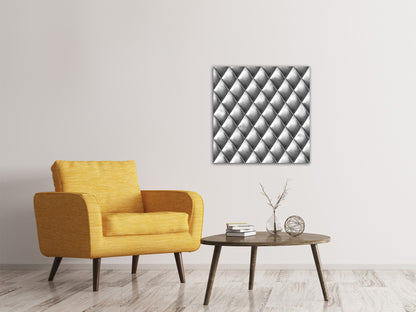Leinwandbild 3D-Rauten Silbergrau