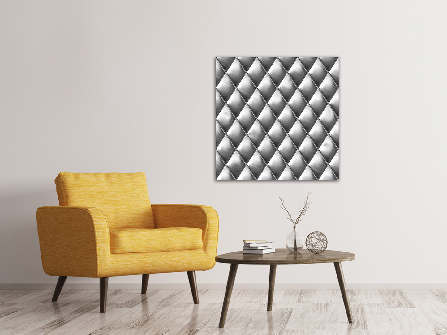 Leinwandbild 3D-Rauten Silbergrau