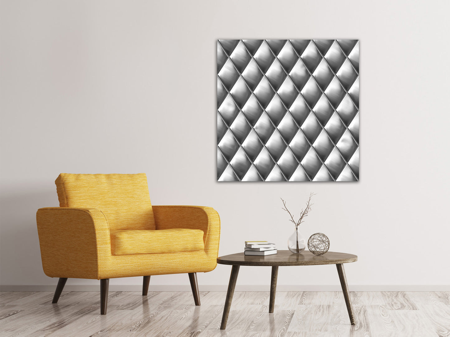 Leinwandbild 3D-Rauten Silbergrau