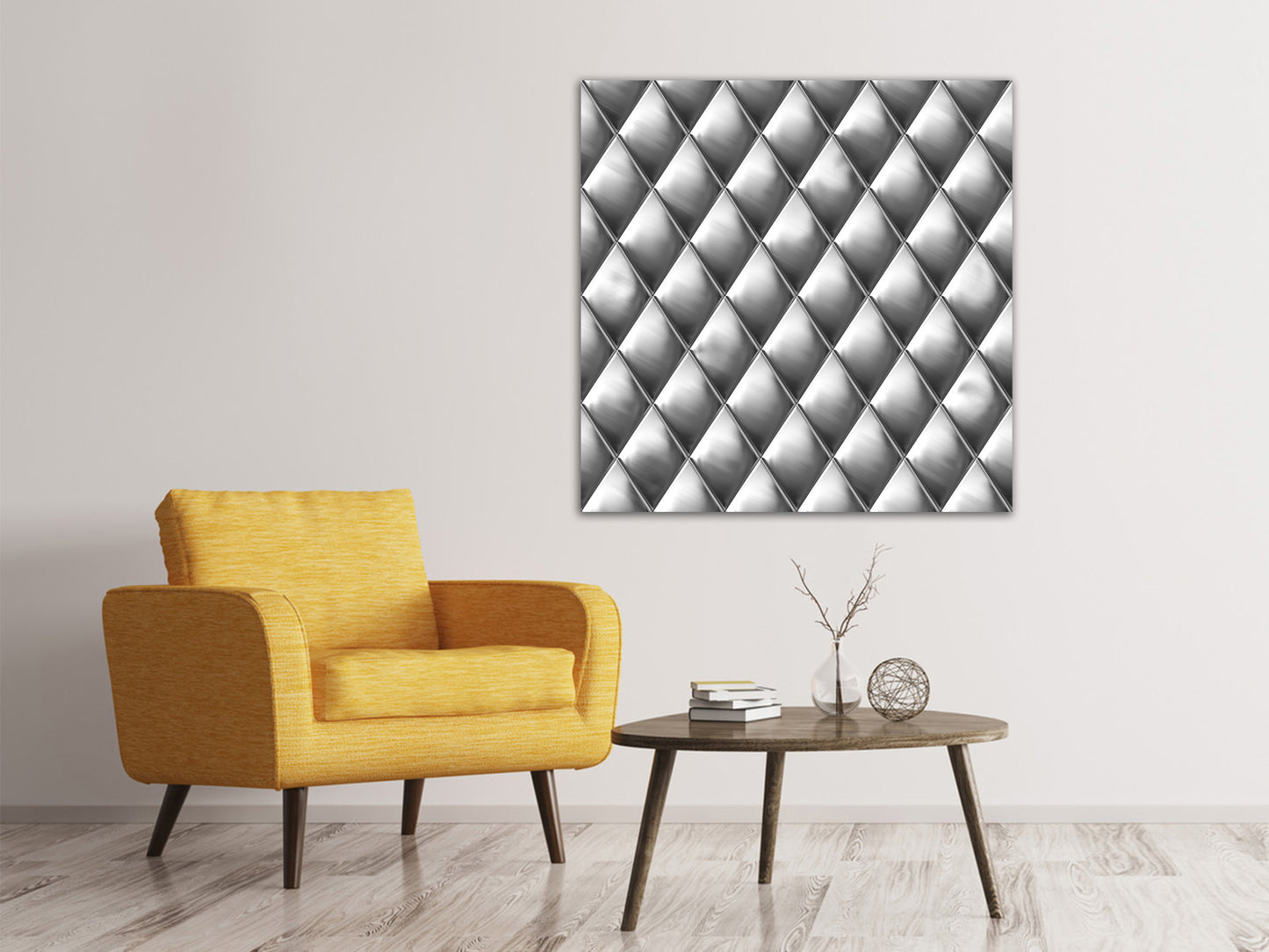 Leinwandbild 3D-Rauten Silbergrau