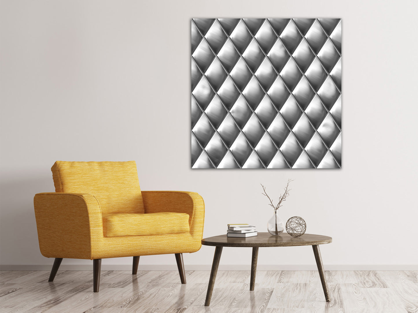 Leinwandbild 3D-Rauten Silbergrau