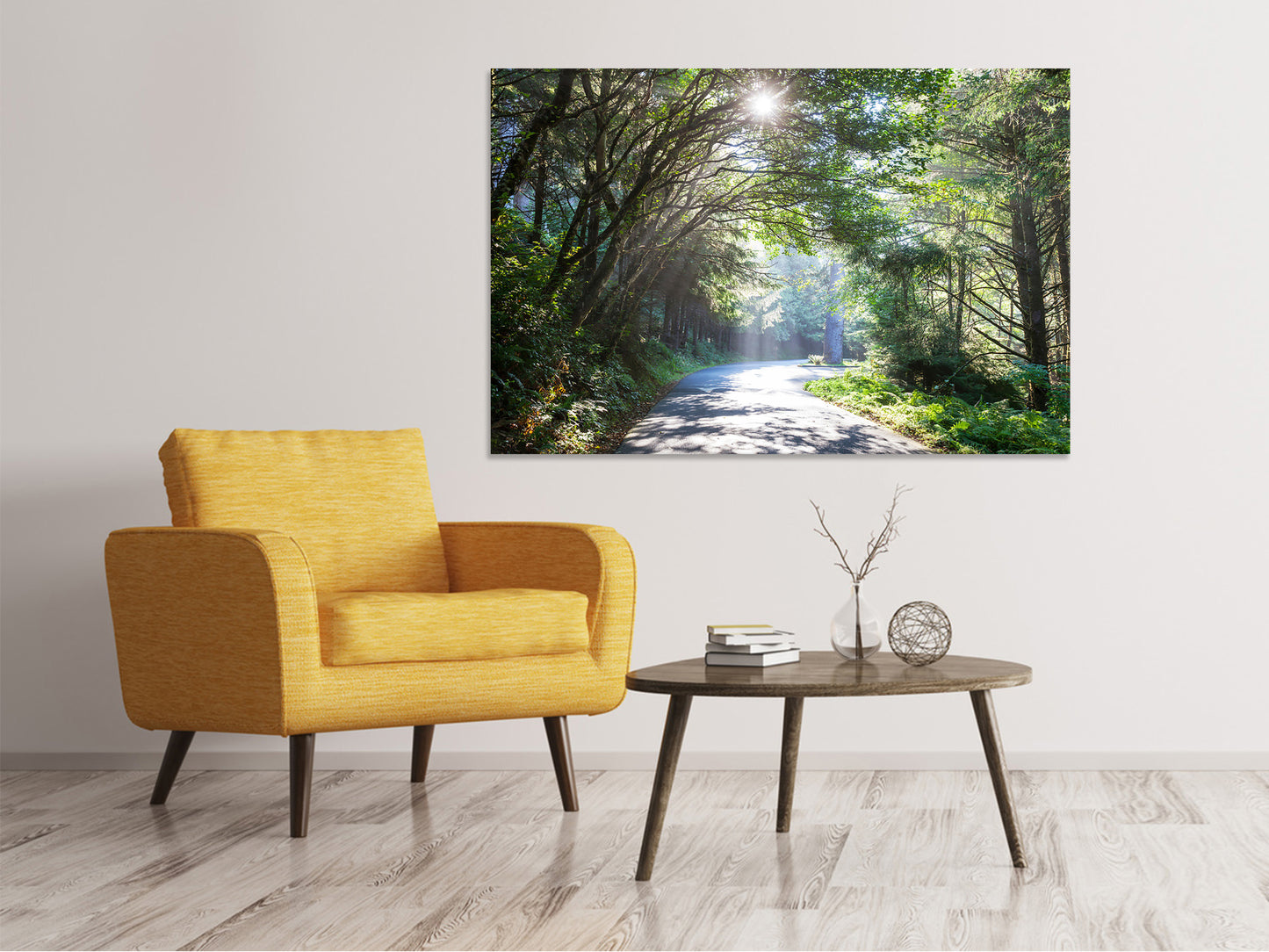 Leinwandbild Sonniger Waldweg