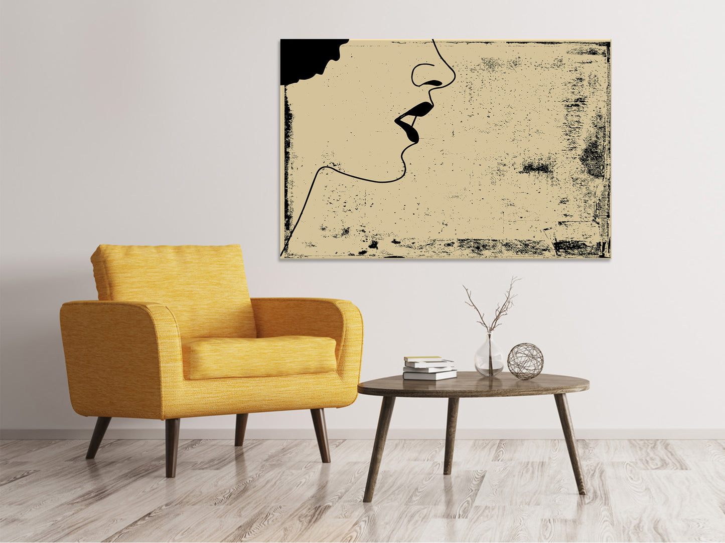 Leinwandbild Frauenportrait im Grungestil