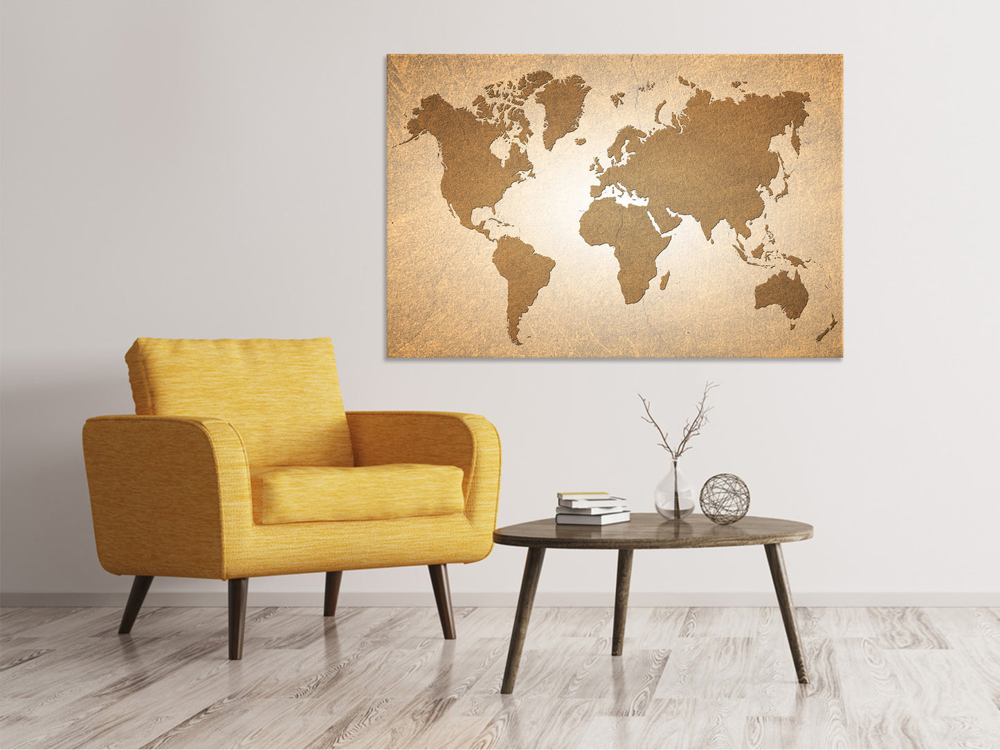 Leinwandbild Karte der Welt in Vintage