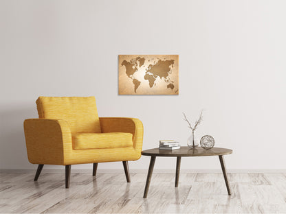 Leinwandbild Karte der Welt in Vintage