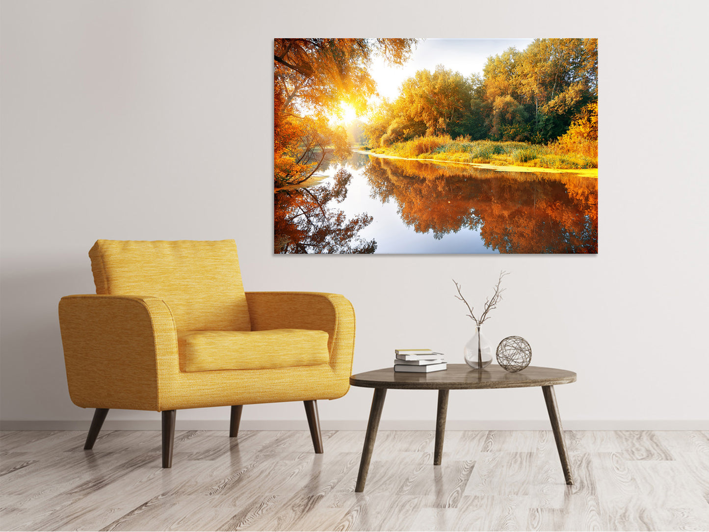 Leinwandbild Waldspiegelung im Wasser