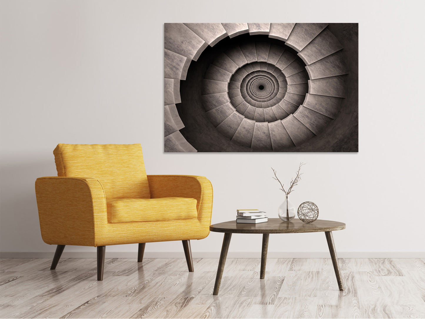 Leinwandbild Steinwendeltreppe