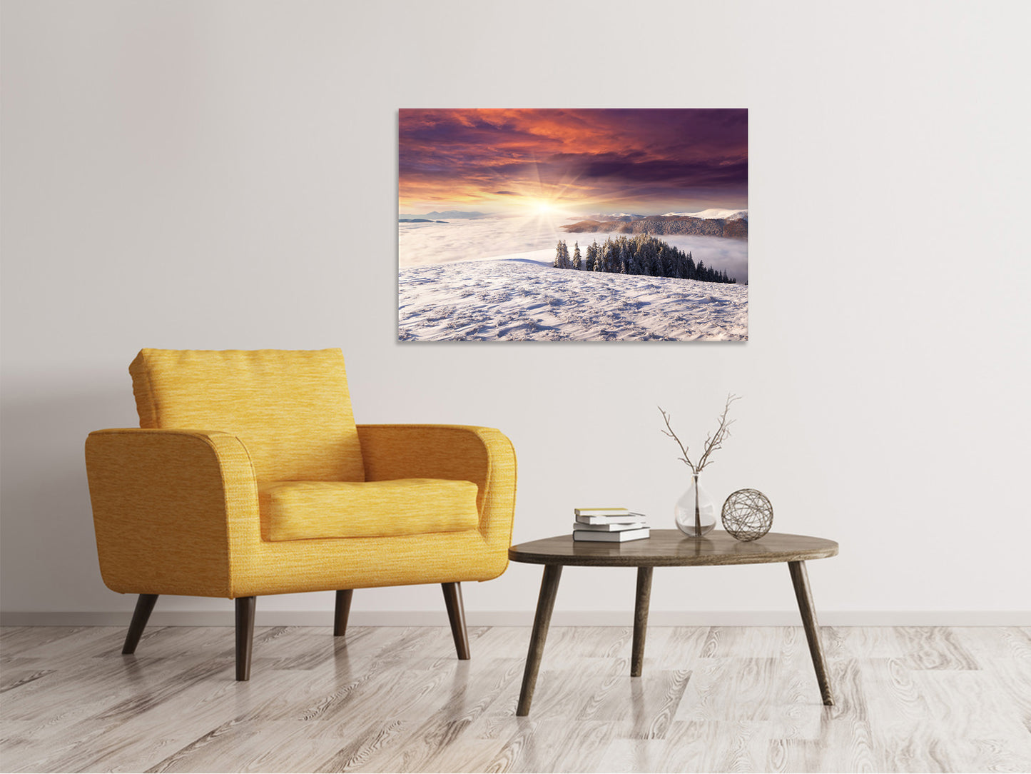Leinwandbild Sonnenaufgang Winterlandschaft