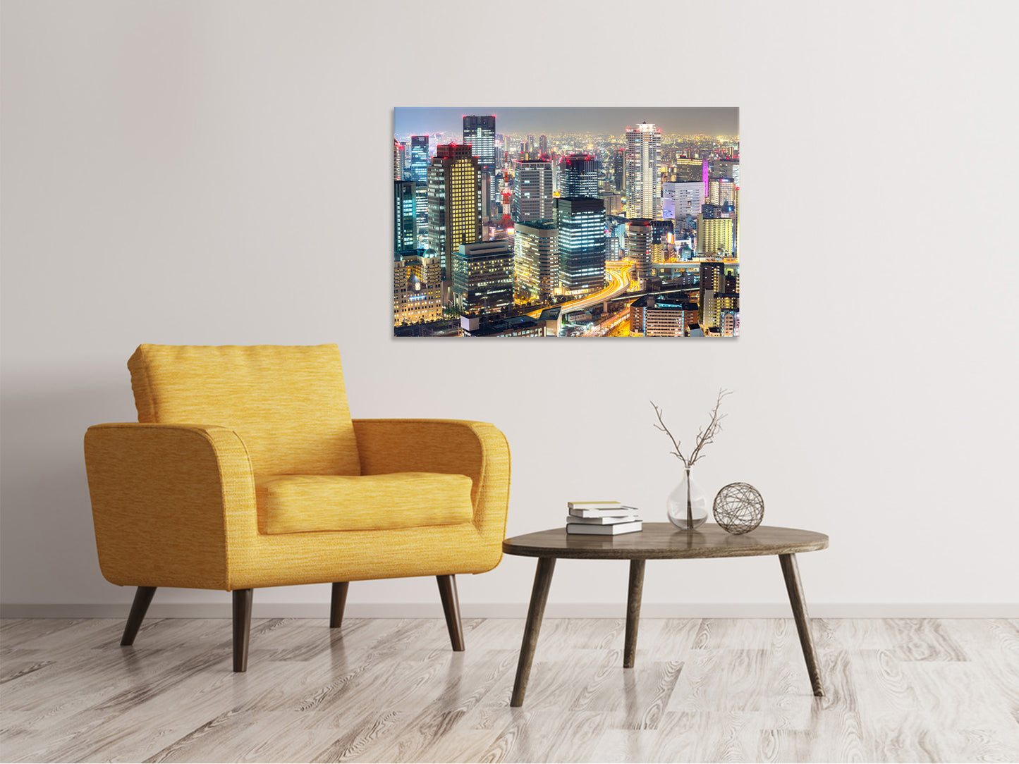 Leinwandbild Skyline Osaka im Lichtermeer