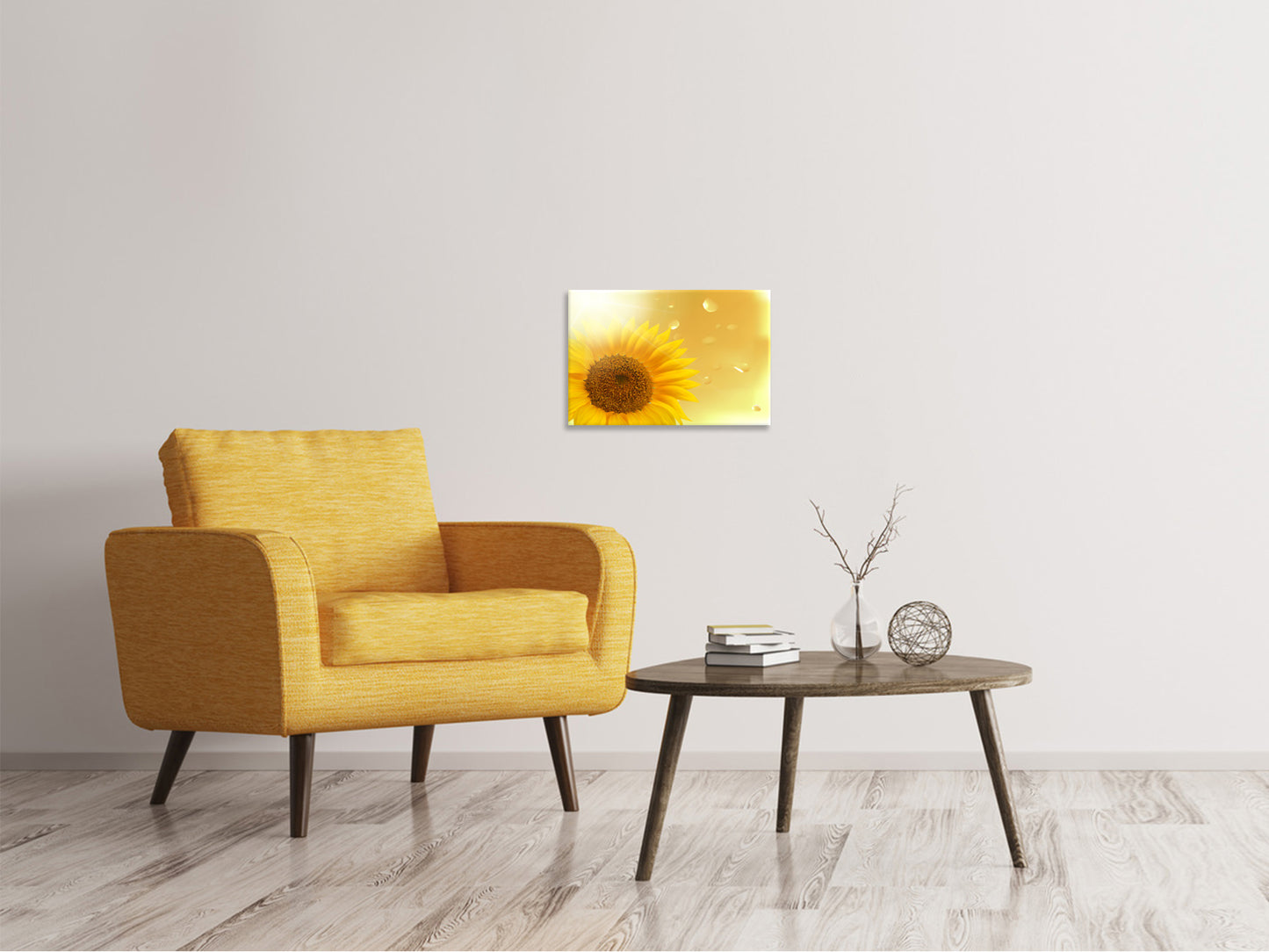 Leinwandbild Sonnenblume im Morgentau