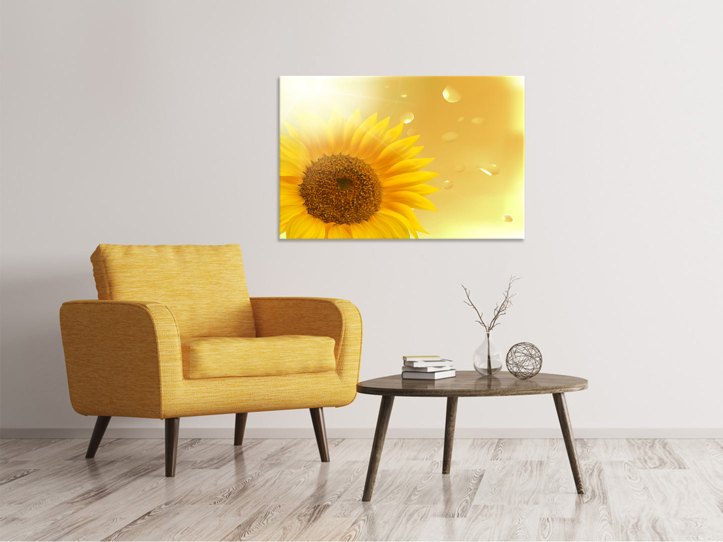 Leinwandbild Sonnenblume im Morgentau