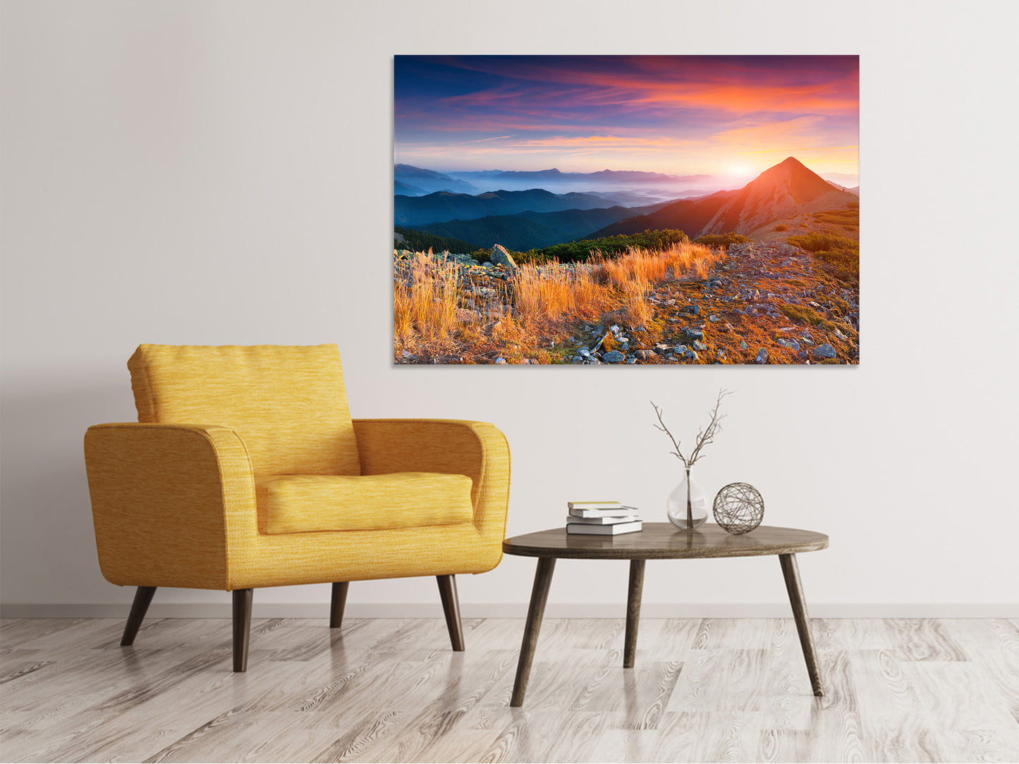 Leinwandbild Sonnenuntergang in den Alpen