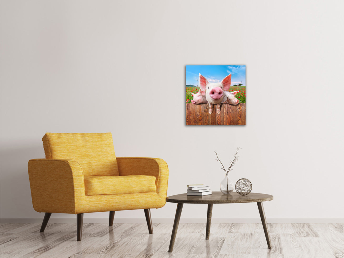 Leinwandbild Schweinchen im Glück