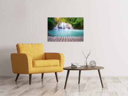 Leinwandbild Terrasse am Wasserfall