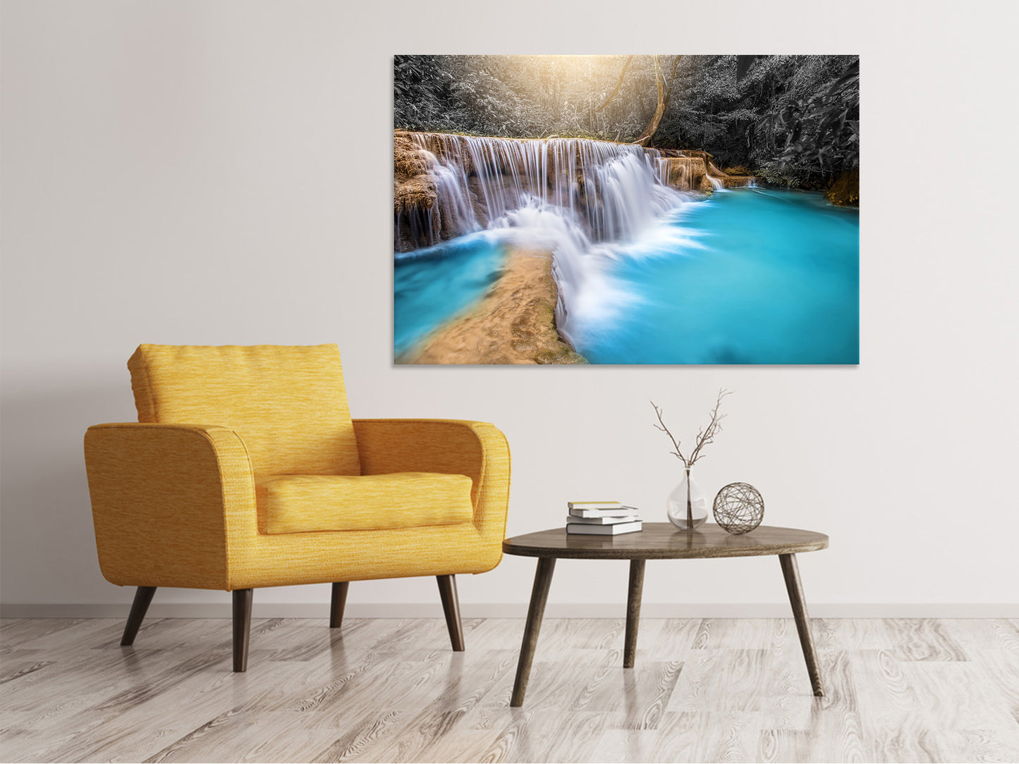 Leinwandbild Glücklicher Wasserfall