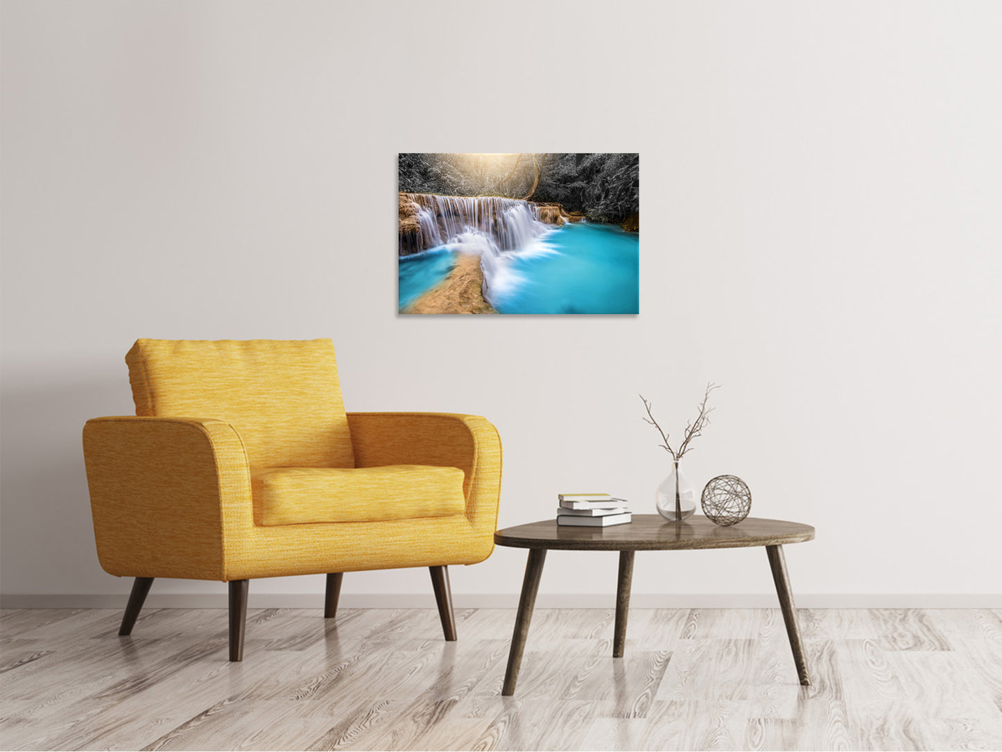 Leinwandbild Glücklicher Wasserfall