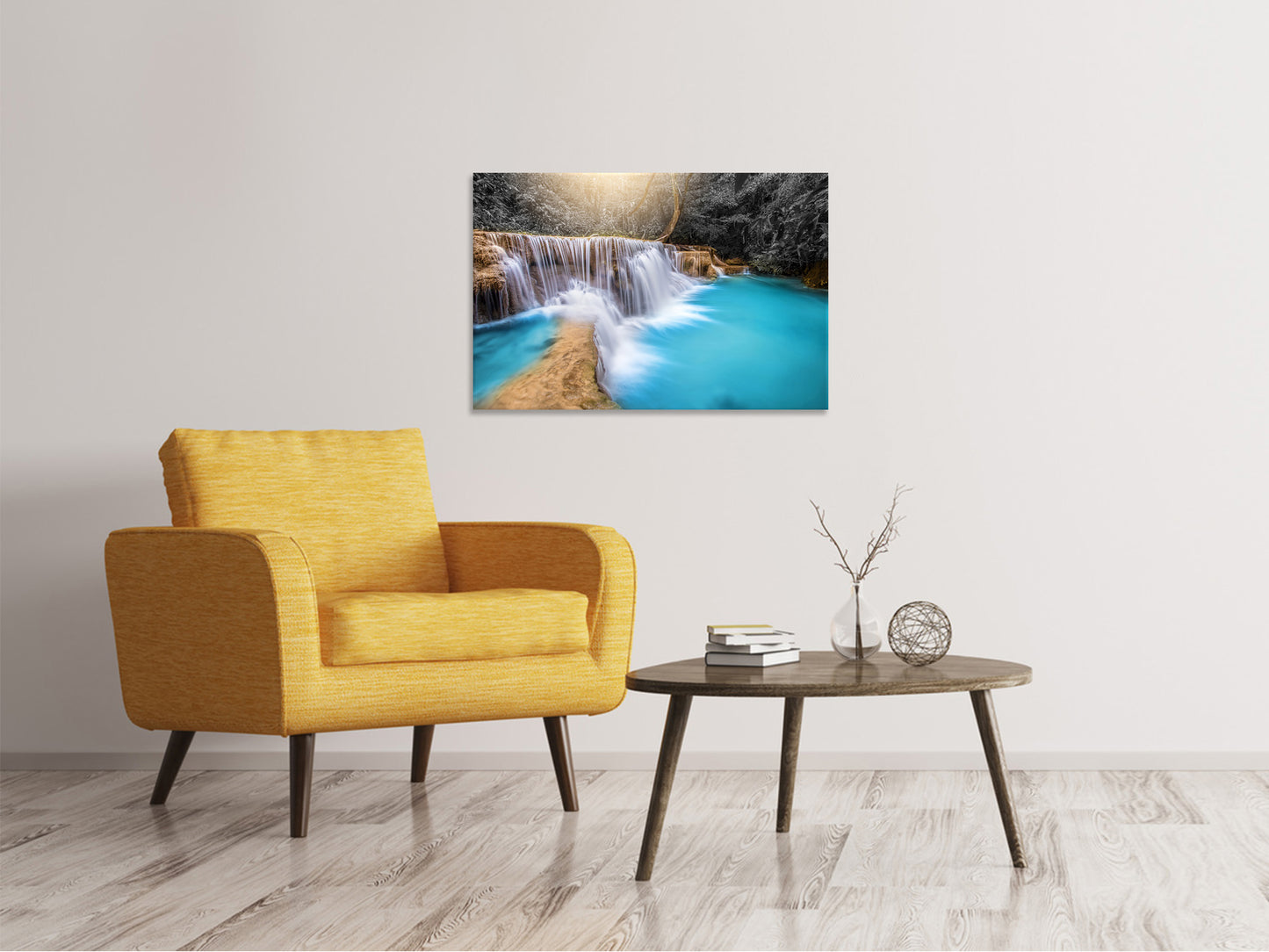 Leinwandbild Glücklicher Wasserfall