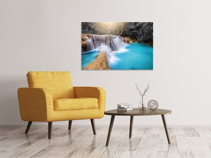 Leinwandbild Glücklicher Wasserfall