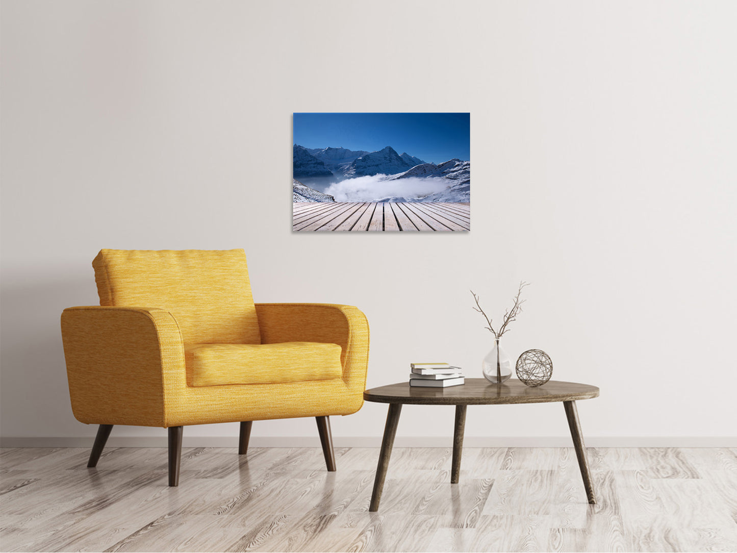 Leinwandbild Sonnenterrasse in den Schweizer Alpen