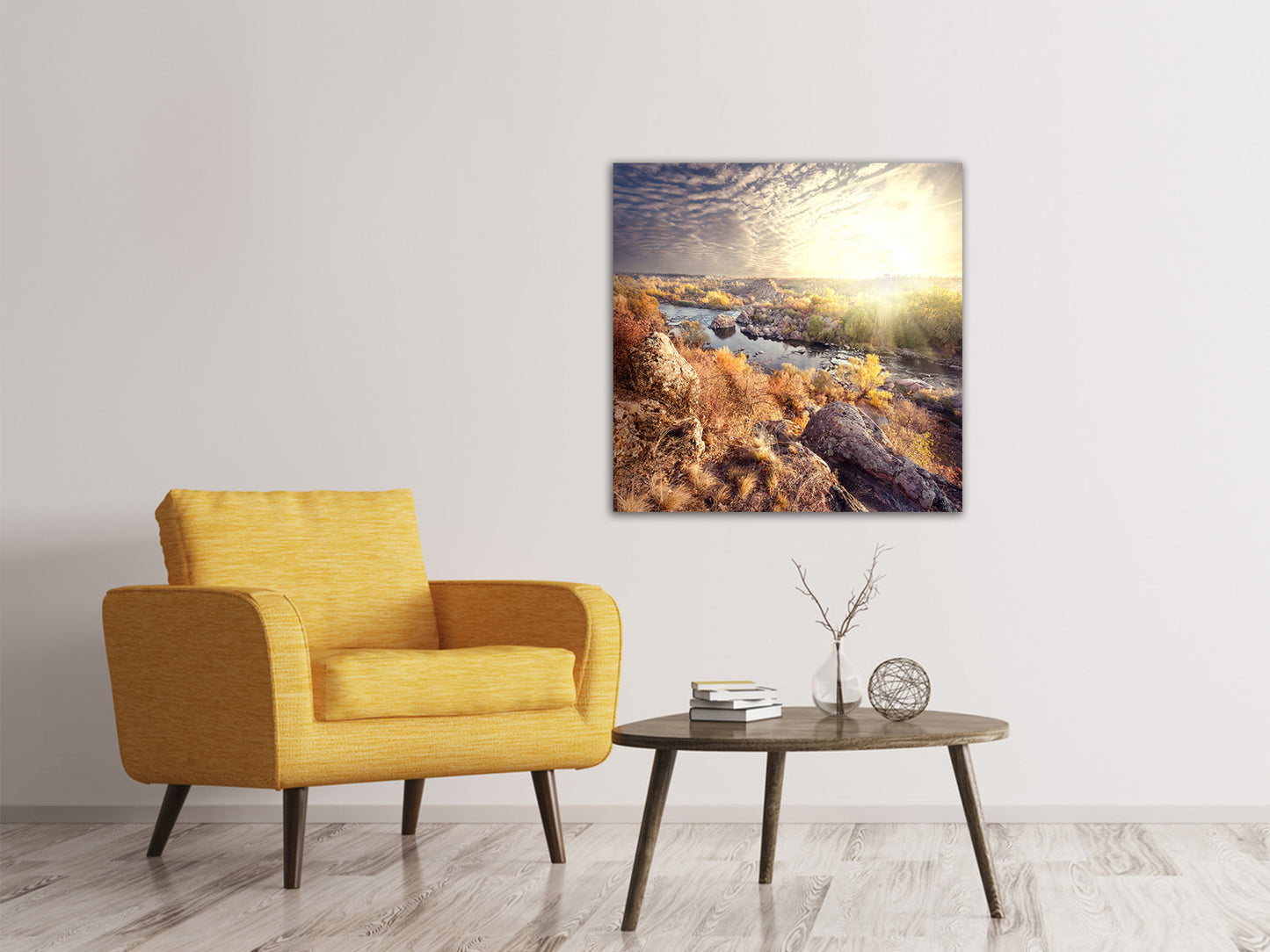 Leinwandbild Sonnenaufgang am Fluss