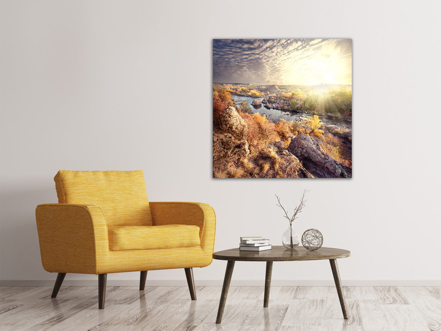 Leinwandbild Sonnenaufgang am Fluss