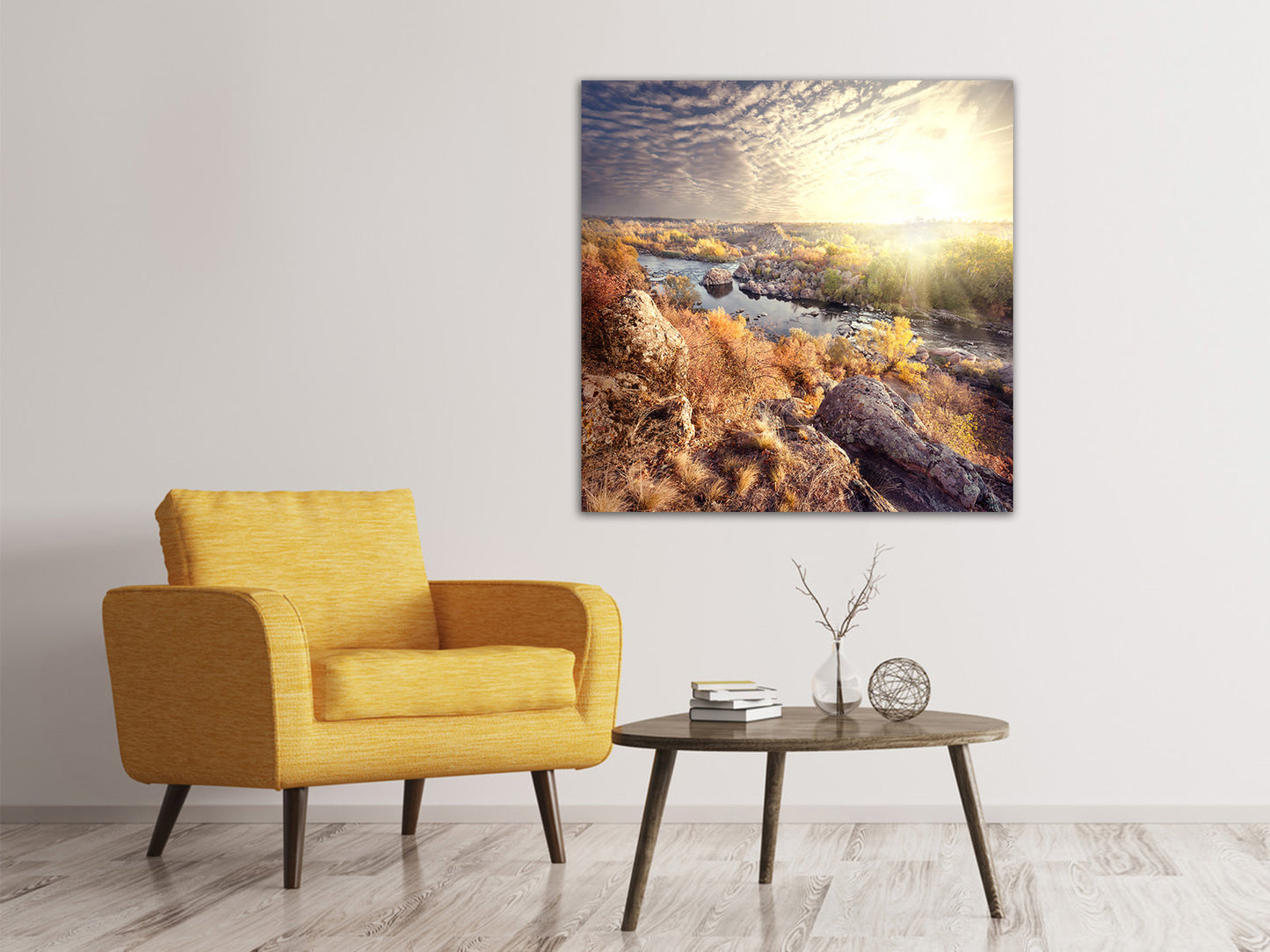 Leinwandbild Sonnenaufgang am Fluss
