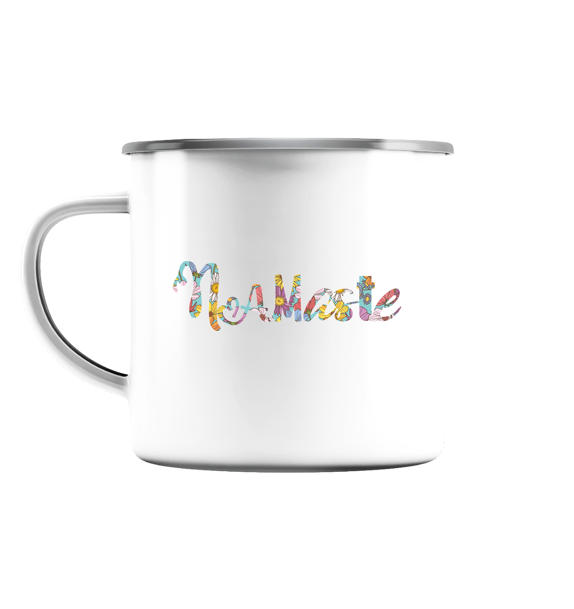 Namaste blumig - Emaille Tasse (Silber)