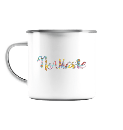 Namaste blumig - Emaille Tasse (Silber)