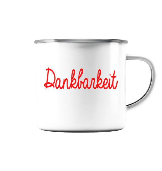 Dankbarkeit - Emaille Tasse (Silber)