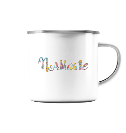 Namaste blumig - Emaille Tasse (Silber)