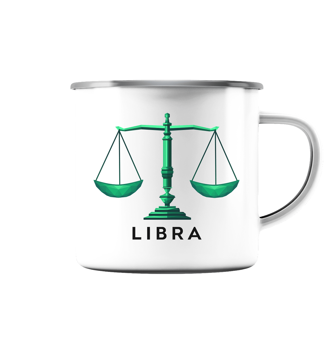 Waage Sternzeichen (Libra) - Emaille Tasse (Silber)