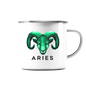 Widder Sternzeichen (Aries)  - Emaille Tasse (Silber)