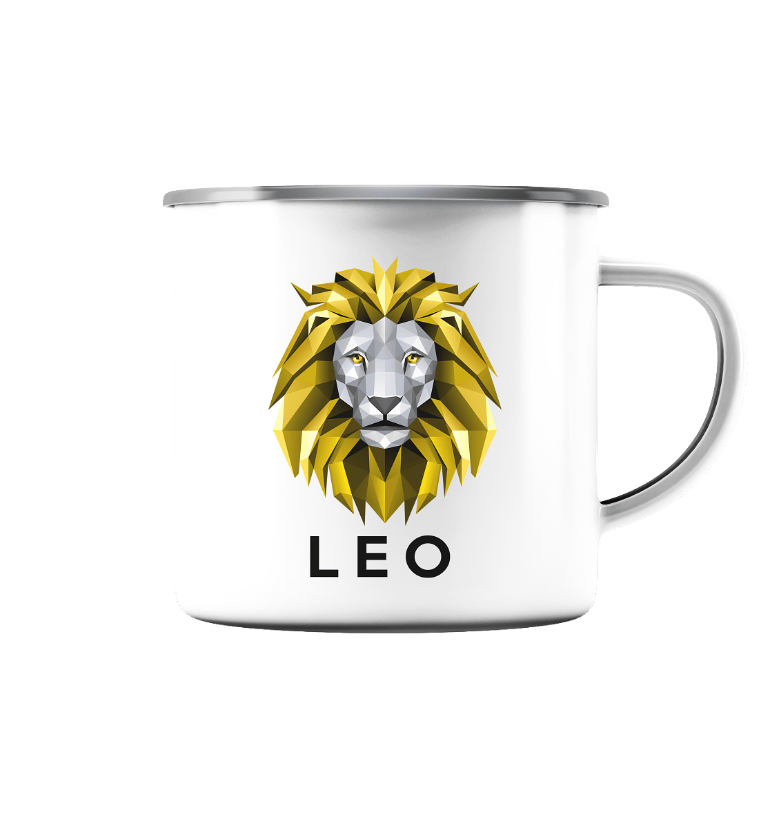 Löwe Sternzeichen (Leo) - Emaille Tasse (Silber)