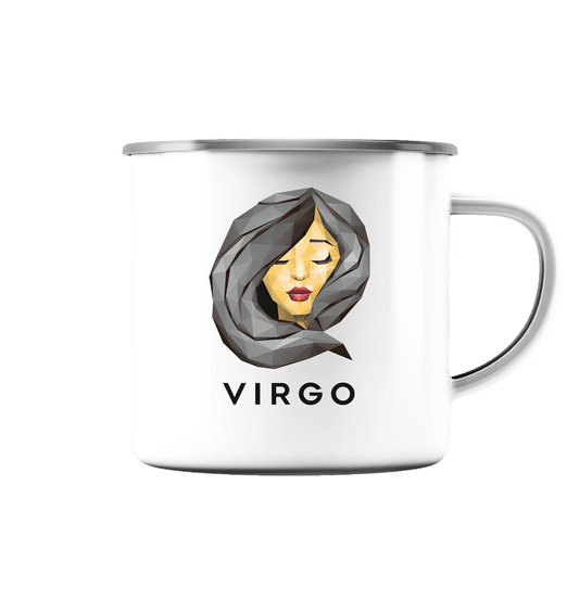 Jungfrau Sternzeichen (Virgo) - Emaille Tasse (Silber)