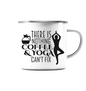 Kaffee & Yoga - Emaille Tasse (Silber)