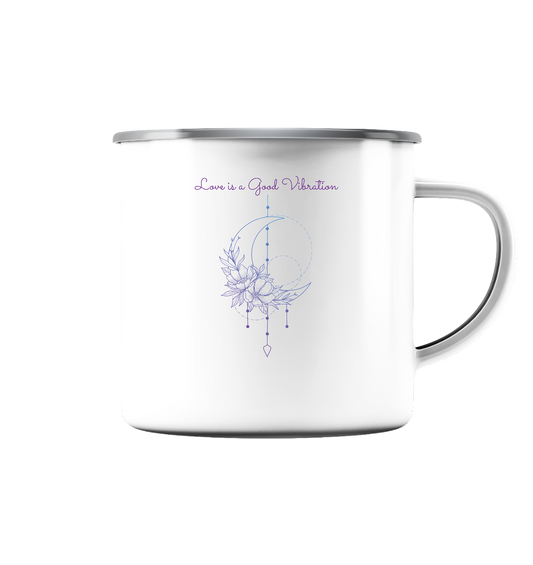 LOVE IS A GOOD VIBRATION  - Emaille Tasse (Silber)