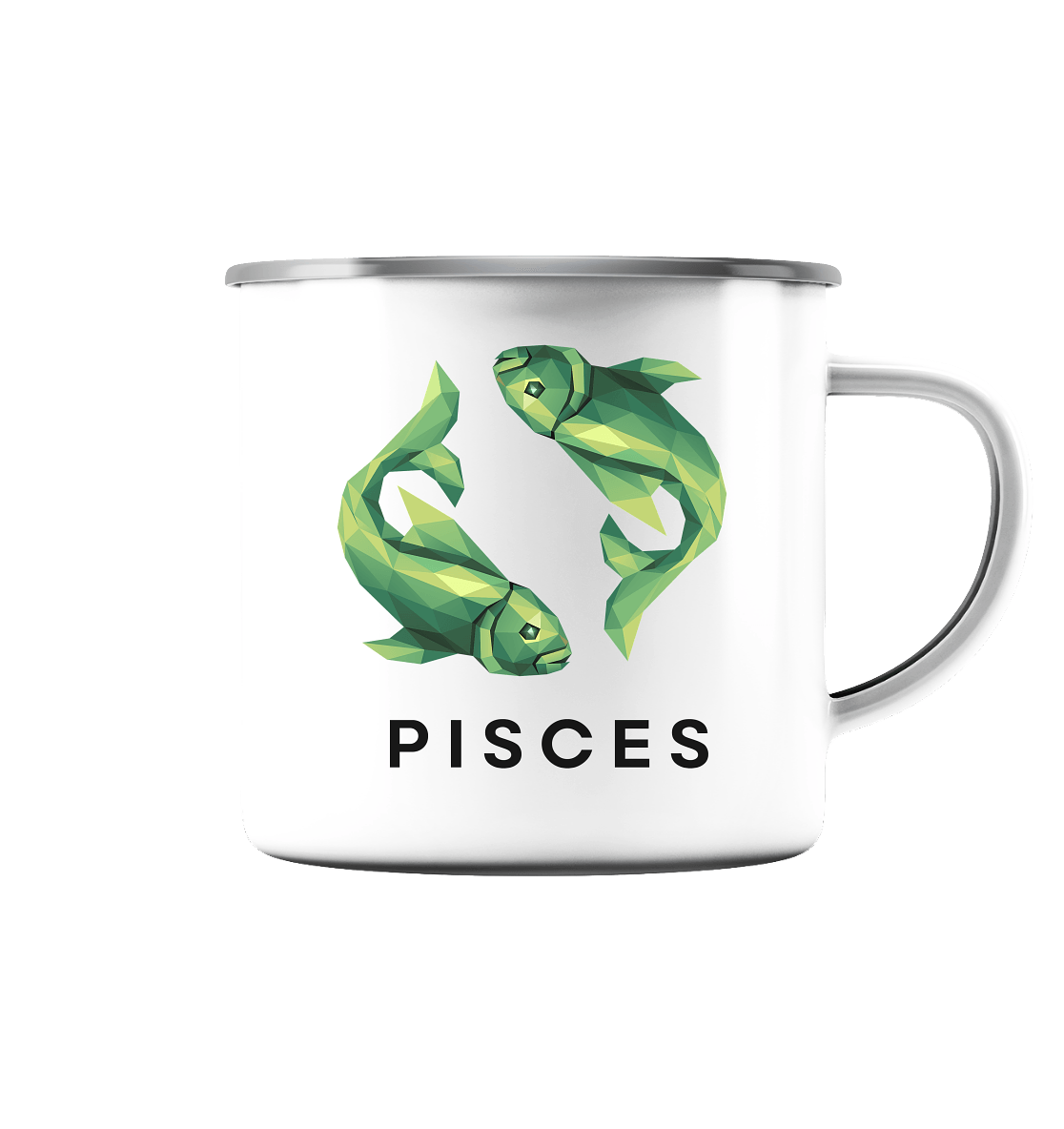 Fische Sternzeichen (Pisces) - Emaille Tasse (Silber)